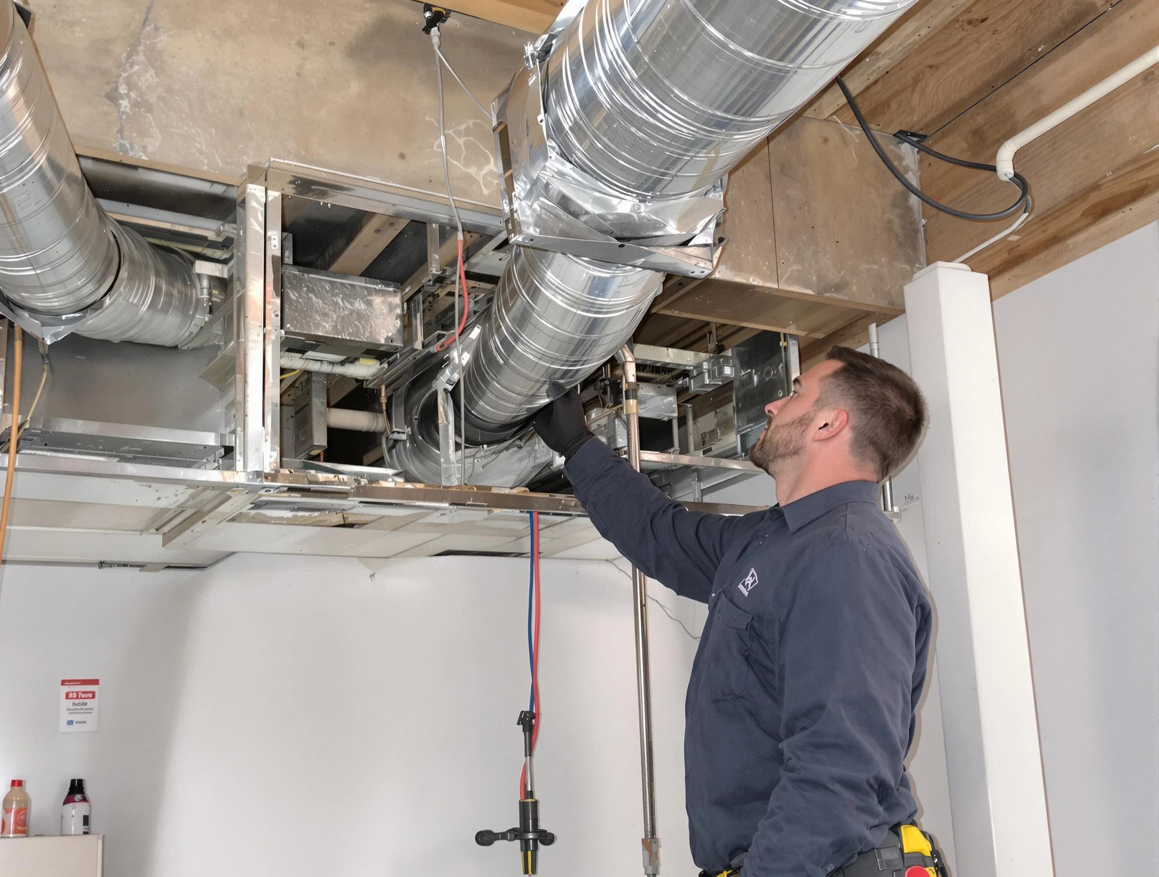South Valley Air Duct Cleaning technician performing professional air duct repair using specialized tools in South Valley