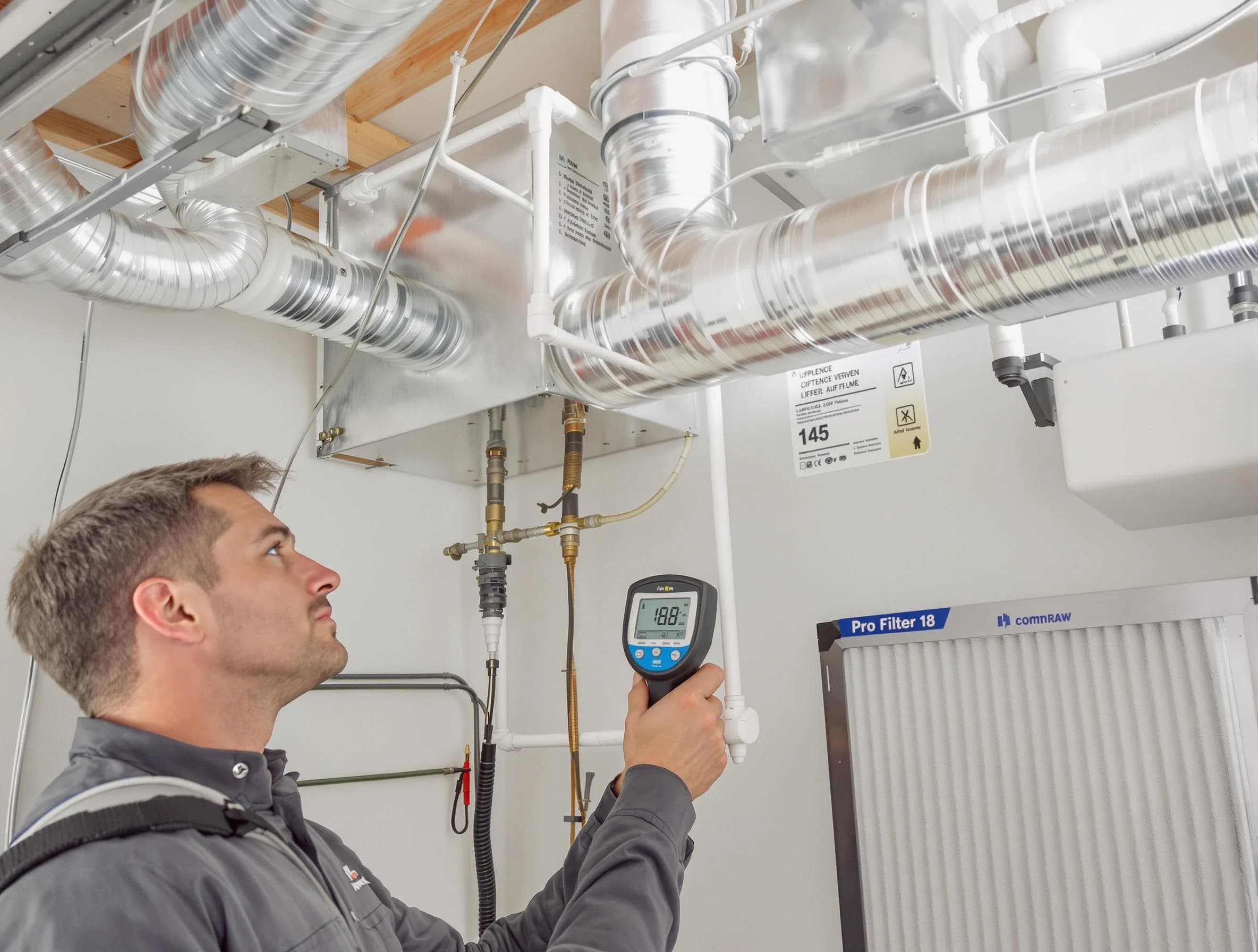 South Valley Air Duct Cleaning expert conducting detailed filter system inspection using diagnostic tools in South Valley