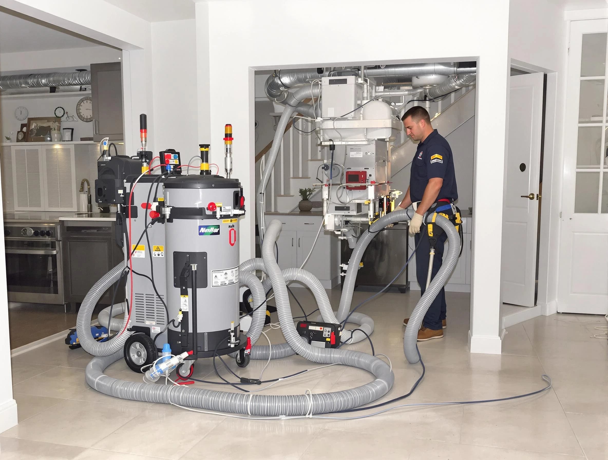 South Valley Air Duct Cleaning technician operating negative pressure cleaning equipment for thorough duct maintenance in South Valley
