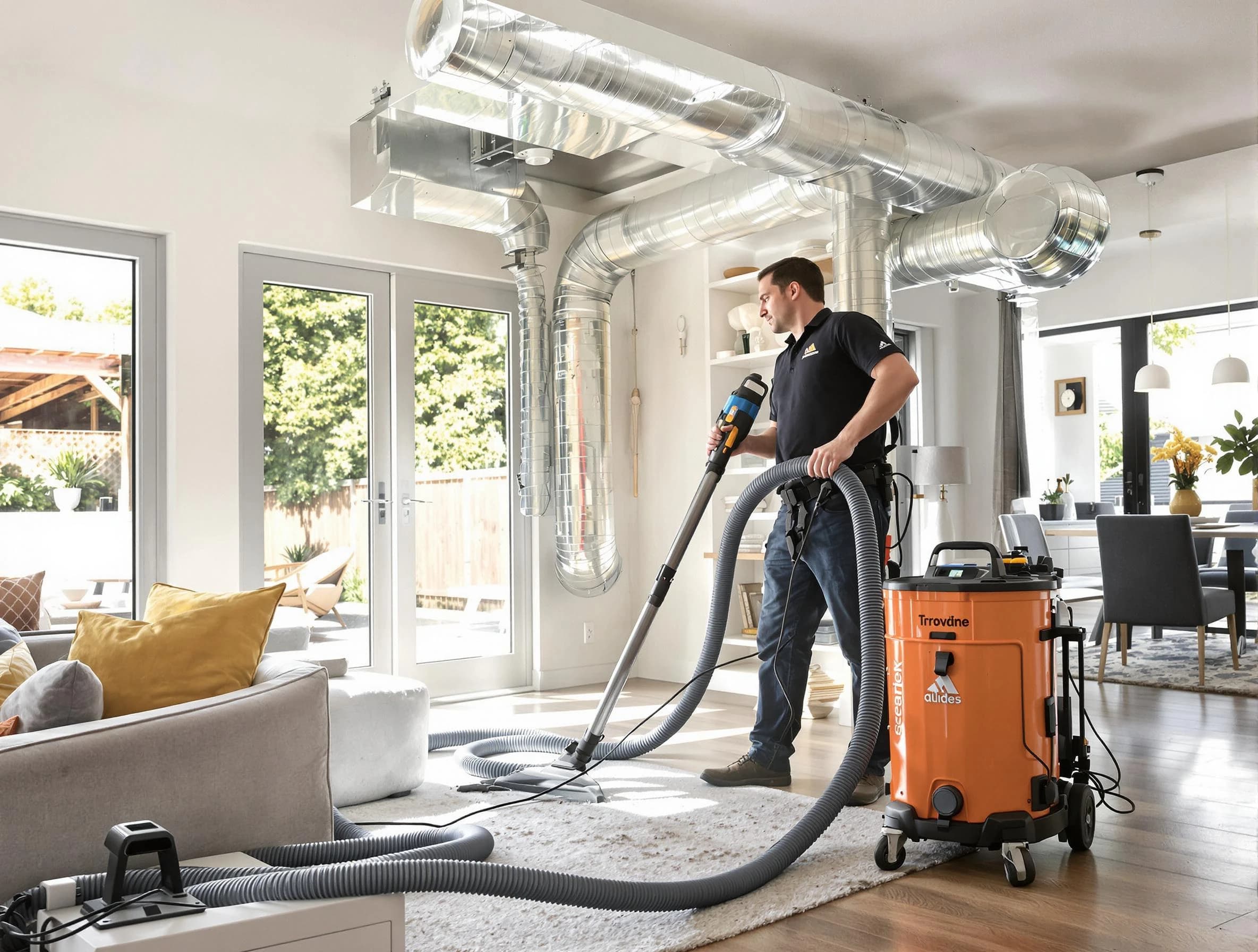 South Valley Air Duct Cleaning specialist performing thorough residential duct cleaning using advanced equipment in South Valley