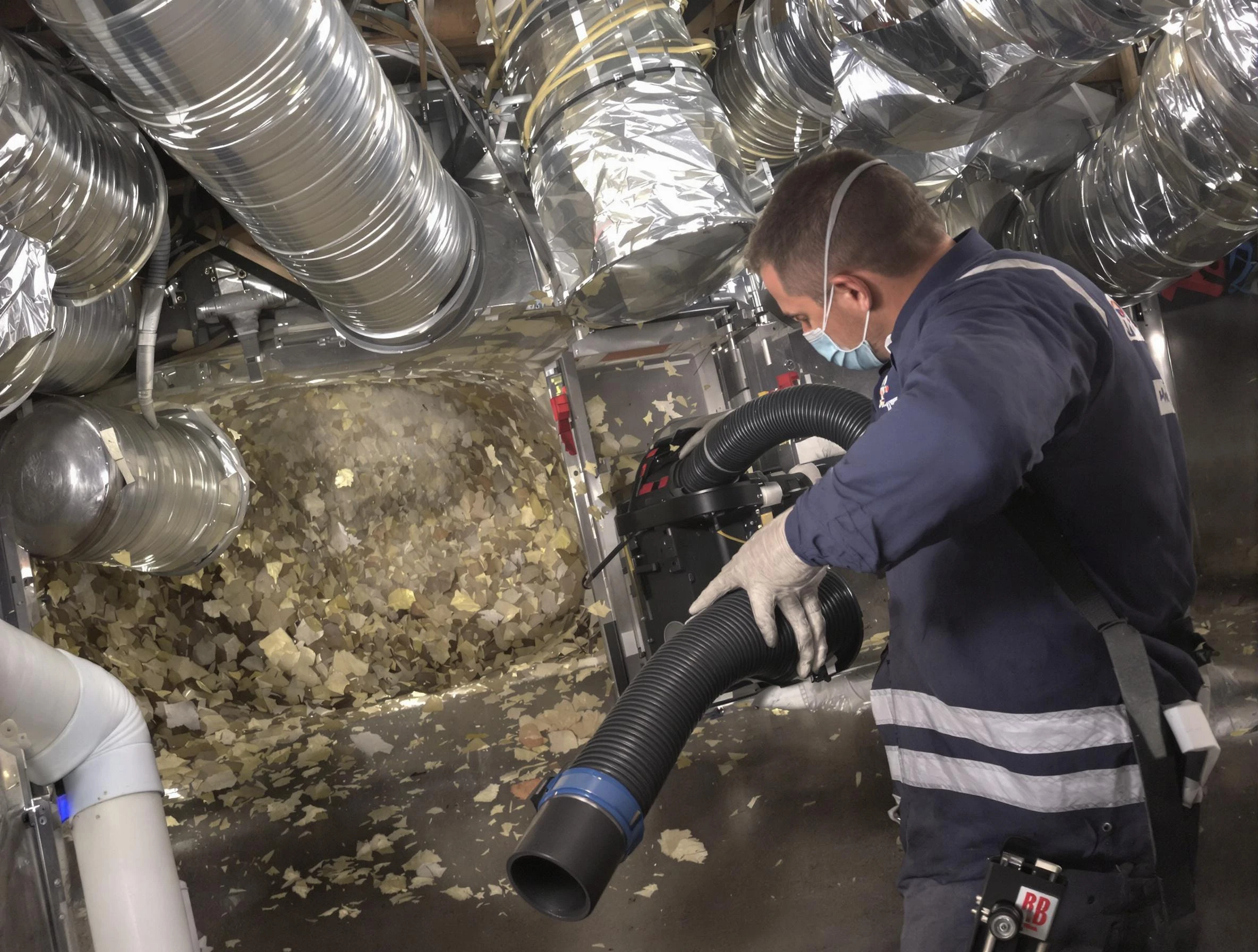 South Valley Air Duct Cleaning specialist operating negative pressure cleaning equipment for thorough duct maintenance in South Valley